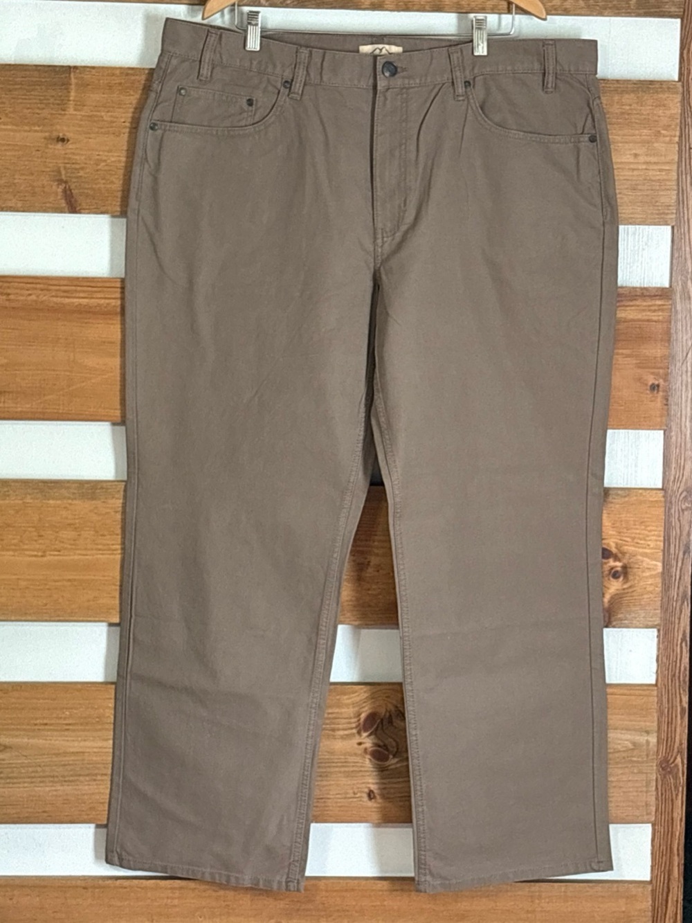 NWT Blue Mountain Regular Fit 5-Pocket 100% Cotton Canvas Brown Pants 42x32